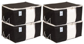 Kuber Industries Underbed Storage Bag, Storage Organiser, Blanket Cover Set of 4 (Black)